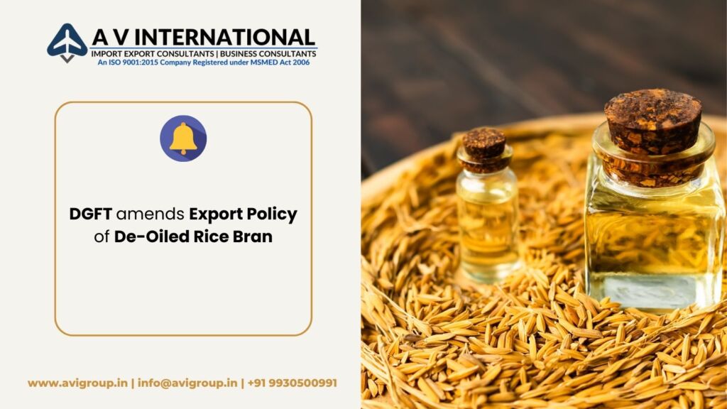 DGFT amends Export Policy of De-Oiled Rice Bran