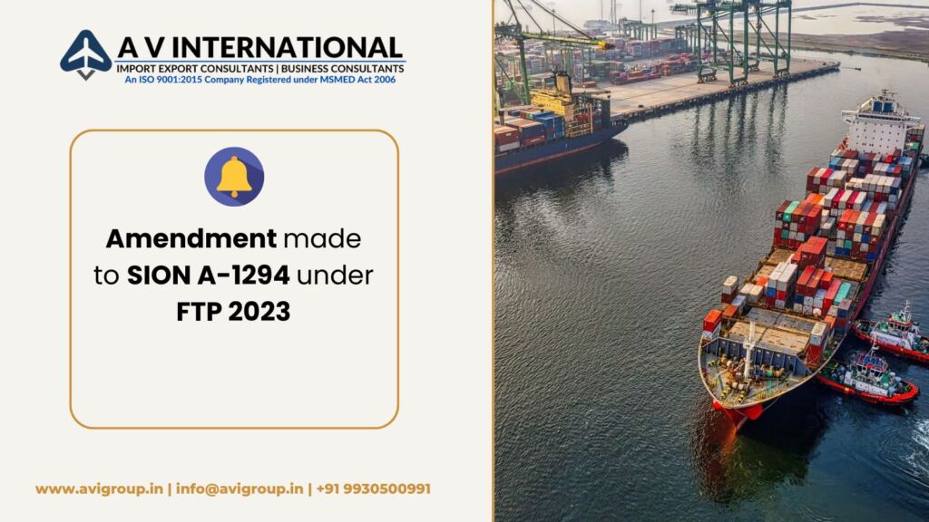 Amendment Made to SION A-1294 Under FTP 2023