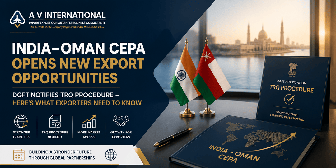DGFT India–Oman CEPA Tariff Rate Quota (TRQ) procedure for eligible imports under Public Notice No. 20/2026-27
