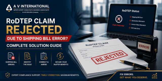 RoDTEP claim rejected due to shipping bill error with ICEGATE customs correction process for exporters in India