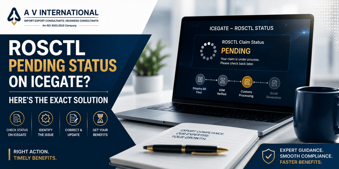 ROSCTL pending status on ICEGATE with shipping bill verification and customs processing for exporters in India