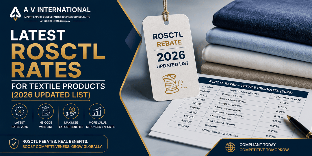 Latest ROSCTL rates for textile products in 2026 showing apparel and made-up textile rebate percentages