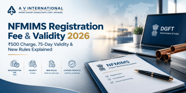 NFMIMS registration fee and 75-day validity for copper and aluminium imports in India 2026