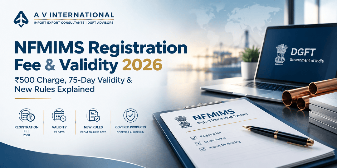 NFMIMS registration fee and 75-day validity for copper and aluminium imports in India 2026